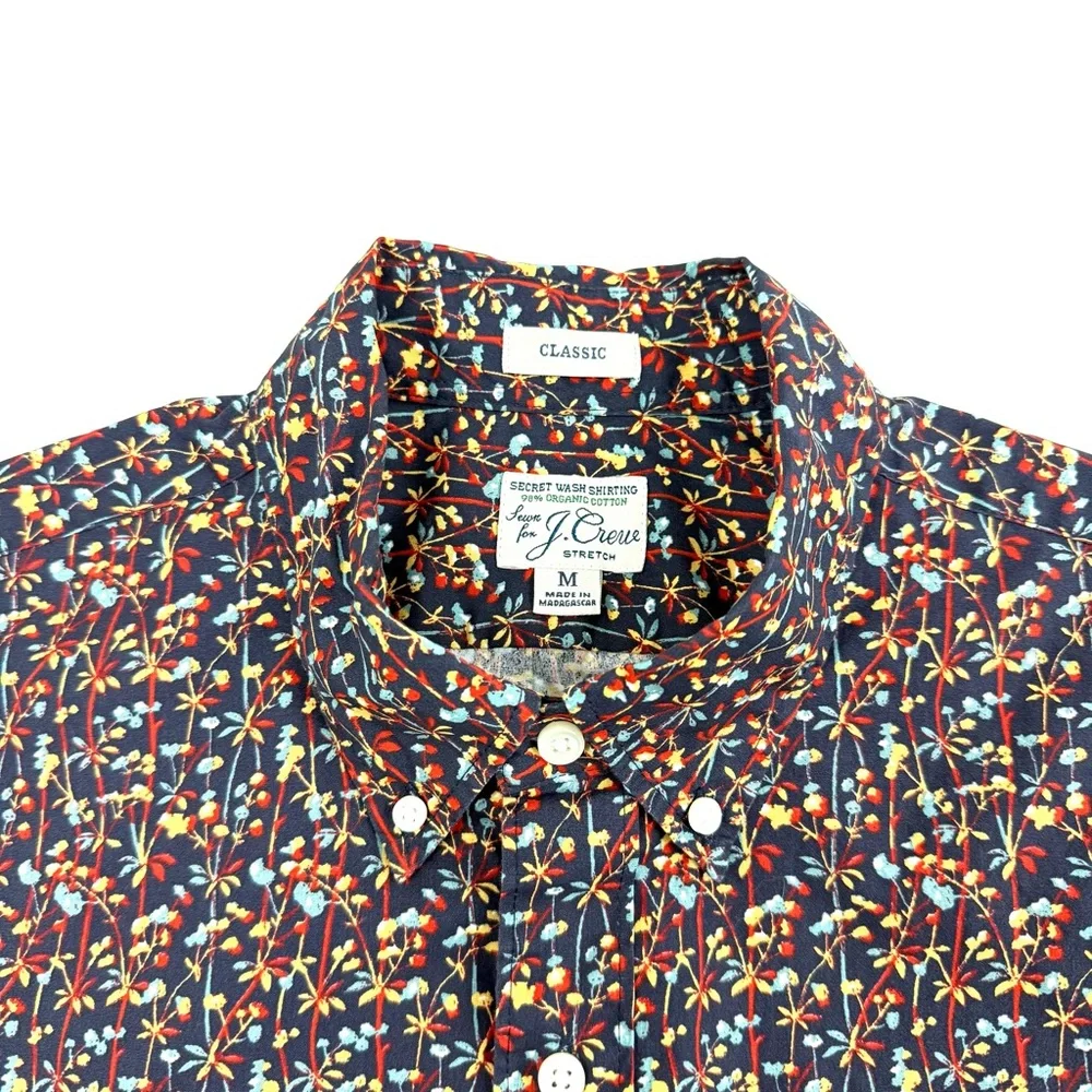 J. Crew Short-sleeve Stretch Secret Wash Cotton Poplin Shirt Bamboo Print